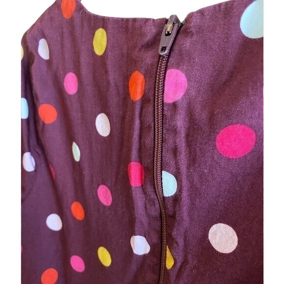 Lands' End Maroon Polka Dot Short Sleeve Fit & Flare Cotton Spring Dress size 10 - Picture 4 of 6